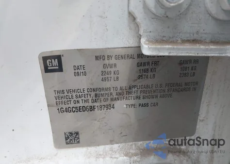 2011 Buick Lacrosse Cxl z USA, uszkodzony, nr VIN 1G4GC5ED6BF187934